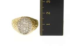 10K Yellow Gold 0.73 Ctw Oval Pave Diamond Cluster Men's Ring