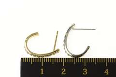 14K Yellow Gold Two Tone Resin Dotted Oval Semi Hoop Earrings