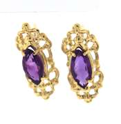 Stunning Yellow Gold Amethyst Earrings