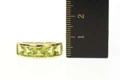 10K Yellow Gold Five Stone Princess Square Peridot Band Ring