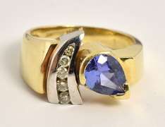 Modern Pear Shaped Tanzanite Ring