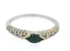 Cute Marquise Emerald and Diamond Ring