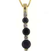 18K Gold over Sterling Silver Sapphire Diamond Accent Past Present Future Drop Necklace