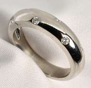 Contemporary Platinum Band with Diamonds