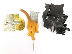 3 Mixed Metal Cat Pins