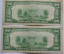 First and Only Small Size Near Unc Near Consecutive 1928 $ 20 Gold Certificates