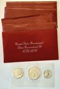 5 1976 3 Piece Bicentennial Silver Red Pack Unc Sets