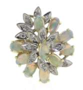Charming Yellow Gold Waterfall Opal and Diamond Ring