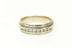 14K White Gold 0.48 Ctw Diamond Men's Ornate Wedding Band Ring