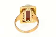 10K Yellow Gold Victorian Ornate Carved Shell Cameo Statement Ring