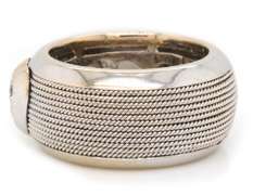 Contemporary 18kt WG Wide Ribbed Band with Diamond Heart Center