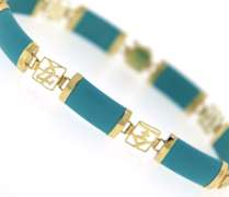 Graceful Yellow Gold Turquoise Station Bracelet