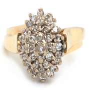 Posh & Glitzy 14kt YG Round Brilliant Cut Diamond Cluster Ring