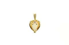 14K Yellow Gold Pear Natural Opal Diamond Accent Statement Pendant