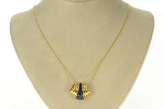 18K Yellow Gold Princess Sapphire Cluster Ornate Slide Pendant