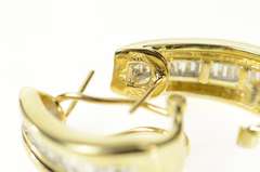 14K Yellow Gold 0.63 Ctw Classic Baguette Diamond Oval Hoop Earrings