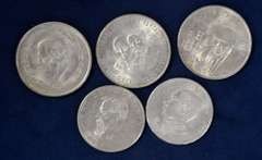 Lot Of 5 Mexican Silver Coins