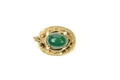 14K Yellow Gold Victorian Green Agate Slide Bracelet Charm/Pendant