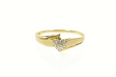 10K Yellow Gold Diamond Inset Textured Heart Love Symbol Ring