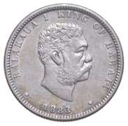 1883 Hawaii Kalakaua I 25 Cents