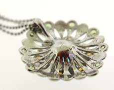 Sterling Silver Blue Topaz Flower Pendant With DoubleChain