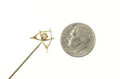 14K Yellow Gold Diamond Retro Wish Bone Lucky Symbol Stick Pin