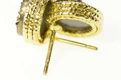 14K Yellow Gold Round Sparkly Brown Druzy Statement Stud Earrings