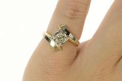 14K Yellow Gold 0.27 Ct 1950's Diamond Bypass Engagement Ring