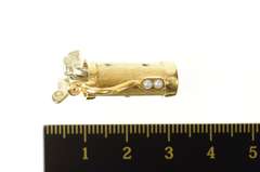 14K Yellow Gold 1960's Golf Club Bag Golfer Textured Charm/Pendant