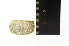 14K Yellow Gold Pave Curved CZ Encrusted Statement Band Ring