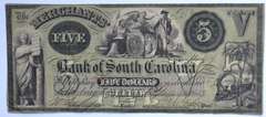 $ 5 Merchants Bank Of S Carolina Cherow 1857 Note