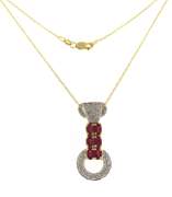 Wonderful Yellow Gold Rubies and Diamond Necklace