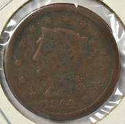 1844 Braided Hair Large Cent