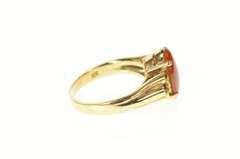 14K Yellow Gold Ornate Oval Red Jade Diamond Victorian Ring