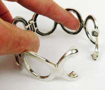 G&H Hammered Sterling Wide Bangle Bracelet