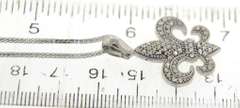 Elegant 14kt WG Fleur De Lis Pendant on Chain Necklace