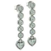 Sterling Silver CZ Circle and Heart Dangle Earrings