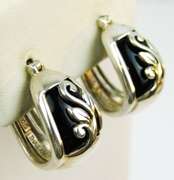 2 Pairs of Pretty Sterling & Black Onyx Earrings
