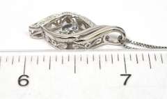 Sterling Silver Necklace with Floating White Stone Pendant