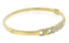 Glamorous 18kt YG Hinged Diamond Bangle Bracelet