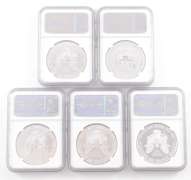 (5) MS69 & PF69 2011 American Silver Eagle 25th Anniversary Set - NGC