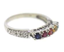 Stunning White Gold Multi Colored Gem Band