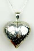 Big Engraved Puffy Heart Pendant & Chain