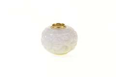 14K Yellow Gold Ornate Carved Fluorite Flower Bead Slide Charm/Pendant