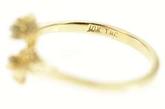 10K Yellow Gold 1940's Diamond Bypass Textured Wrap Ring