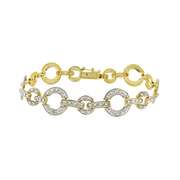18K Gold Over Sterling Silver Diamond Accent Open Circle & Bar Link Bracelet