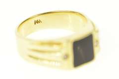 14K Yellow Gold Men's Black Onyx Diamond Accent Statement Ring
