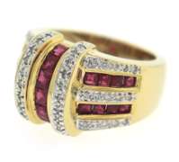 Stunning 14kt Yellow Gold Ruby and Diamond Wide Band Ring