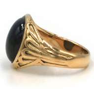 Modern 14kt YG Oval Blue Star Sapphire Ring