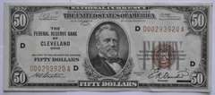 $ 50 1929 Series Cleveland National Note